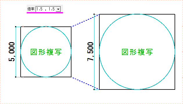 転写完了後の倍率変更確認画像です。