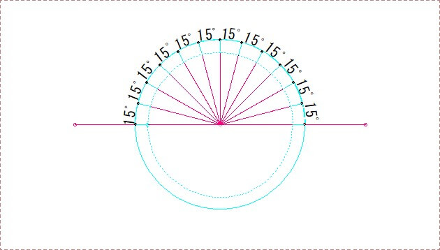15度毎で描いた線の検証画像です。