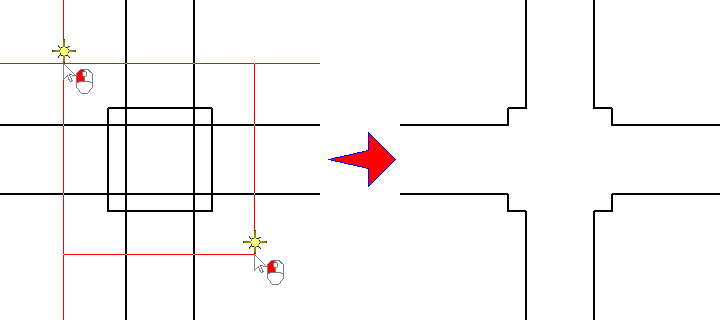 柱と壁を描いた部分の包絡処理について