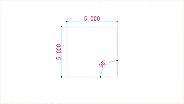 描いた矩形の寸法確認